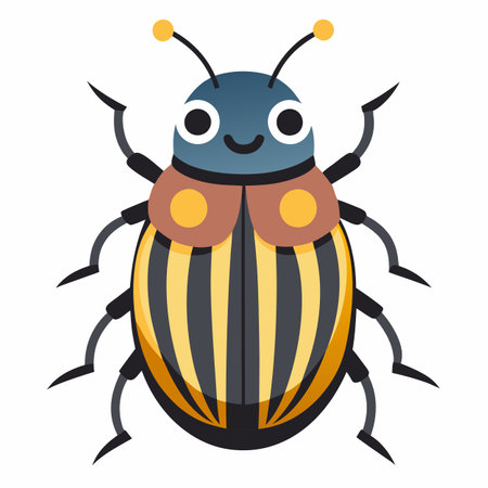 Common Beetle bug lies kawaii. AI generated image. Clipart cartoon design iconのイラスト素材