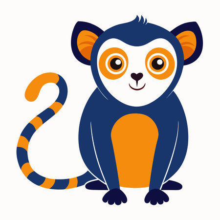 Cute cartoon lemur. Vector illustration on a white background.のイラスト素材
