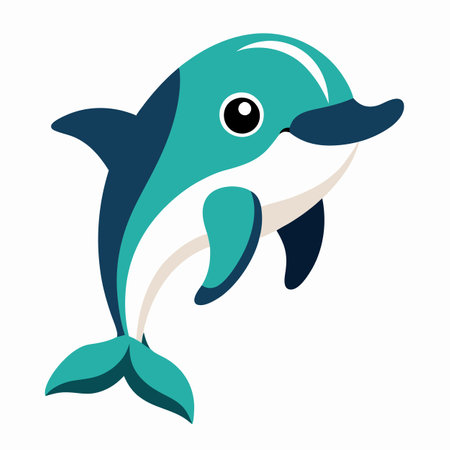Cute cartoon dolphin isolated on a white background. Vector illustration.のイラスト素材