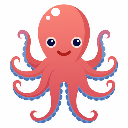 Common Octopus cries kawaii. AI generated image. Clipart cartoon design iconのイラスト素材