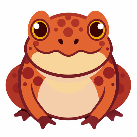 Common Toad frog sits kawaii. AI generated image. Clipart cartoon design iconのイラスト素材