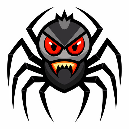 Common House Spider angry kawaii. AI generated image. Clipart cartoon design iconのイラスト素材