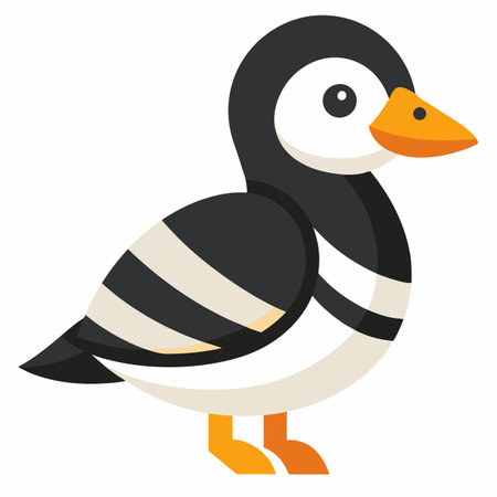 Cute duck isolated on white background. Vector illustration in flat style.のイラスト素材