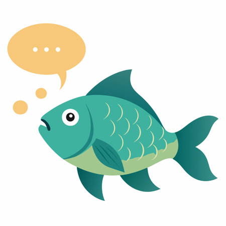 Crucian Carp fish speaks kawaii. AI generated image. Clipart cartoon design iconのイラスト素材