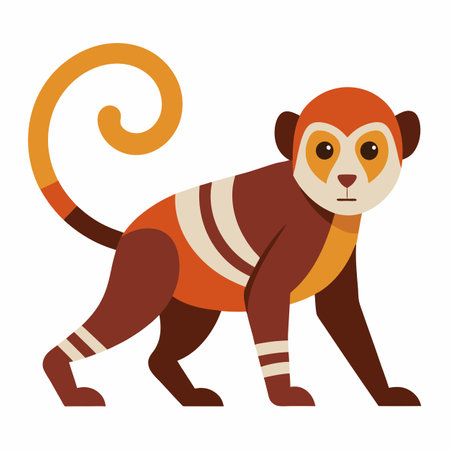 Cuscus monkey walks kawaii. AI generated image. Clipart cartoon design iconのイラスト素材