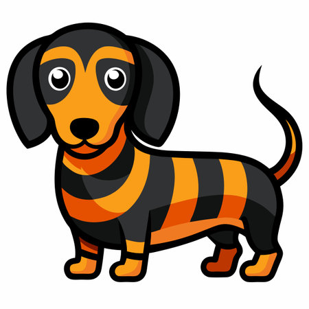Dachsador dog lies kawaii. AI generated image. Clipart cartoon design iconのイラスト素材