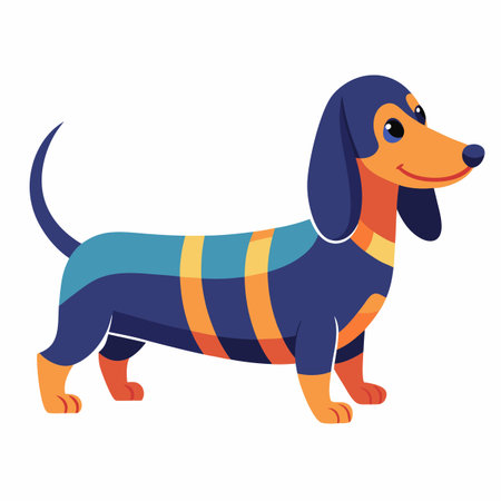 Dachshund dog walks kawaii. AI generated image. Clipart cartoon design iconのイラスト素材