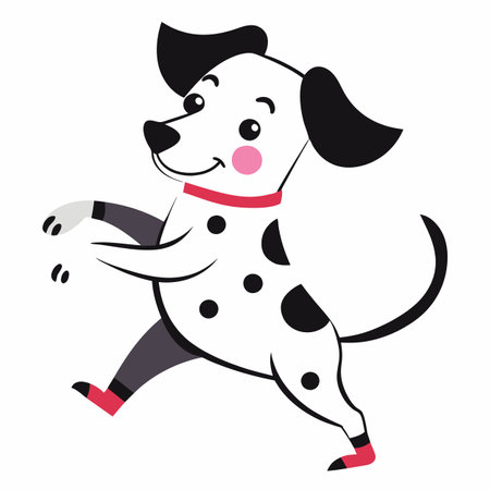 Dalmatian dog dancing kawaii. AI generated image. Clipart cartoon design iconのイラスト素材