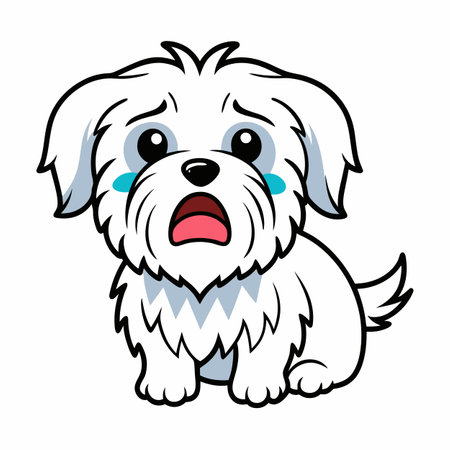 Dandie Dinmont Terrier dog cries kawaii. AI generated image. Clipart cartoon design iconのイラスト素材