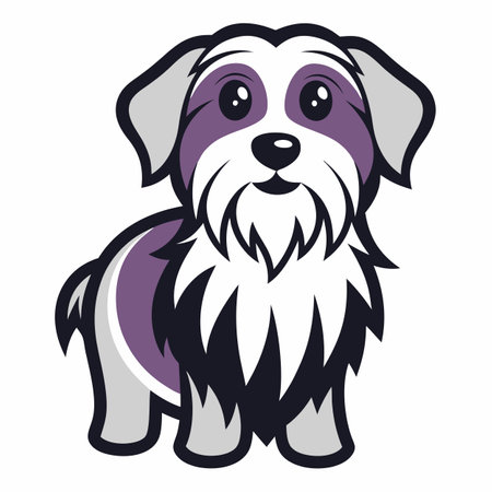Dandie Dinmont Terrier dog stay kawaii. AI generated image. Clipart cartoon design iconのイラスト素材