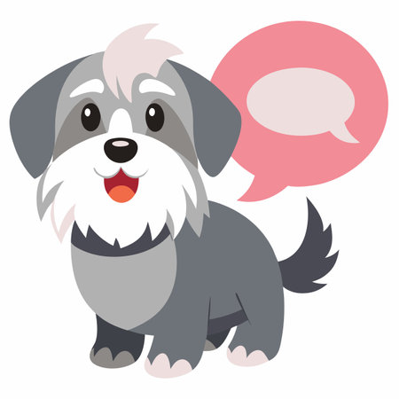 Dandie Dinmont Terrier dog speaks kawaii. AI generated image. Clipart cartoon design iconのイラスト素材