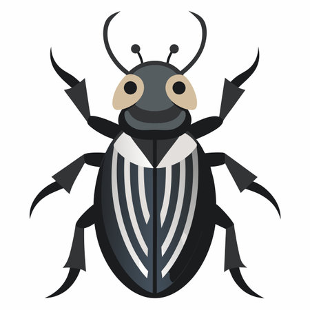 Darkling Beetle bug runs kawaii. AI generated image. Clipart cartoon design iconのイラスト素材