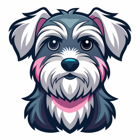 Dandie Dinmont Terrier dog goes kawaii. AI generated image. Clipart cartoon design iconのイラスト素材
