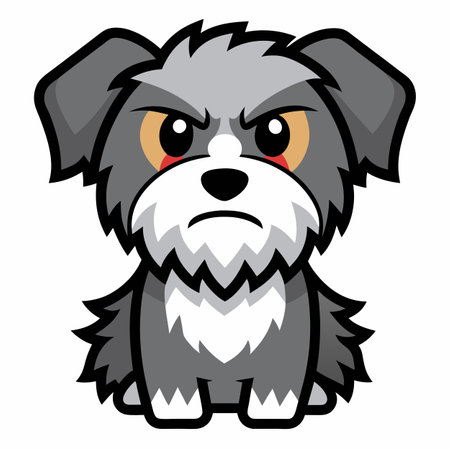 Dandie Dinmont Terrier dog angry kawaii. AI generated image. Clipart cartoon design iconのイラスト素材