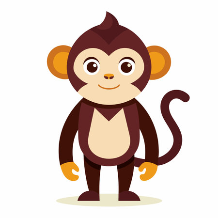 De Brazzas Monkey stands kawaii. AI generated image. Clipart cartoon design icon