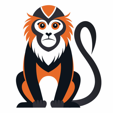 De Brazzas Monkey flies kawaii. AI generated image. Clipart cartoon design iconのイラスト素材