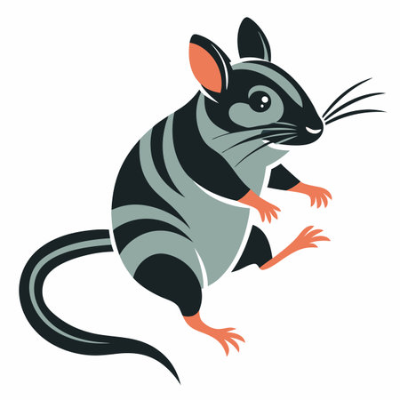 Degu mouse jumps kawaii. AI generated image. Clipart cartoon design iconのイラスト素材