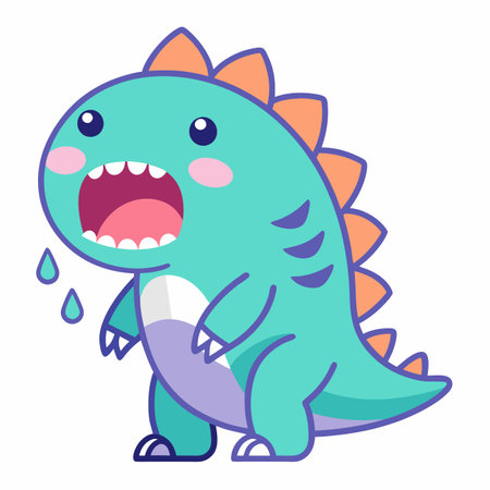 Dimetrodon dinosaur cries kawaii. AI generated image. Clipart cartoon design iconのイラスト素材