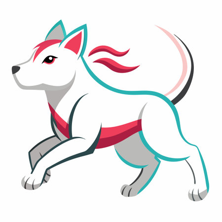 Dogo Argentino dog runs kawaii. AI generated image. Clipart cartoon design iconのイラスト素材