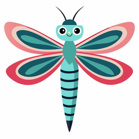 Dragonfly insect screams kawaii. AI generated image. Clipart cartoon design iconのイラスト素材