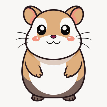 Dwarf Hamster rodent stands kawaii. AI generated image. Clipart cartoon design iconのイラスト素材