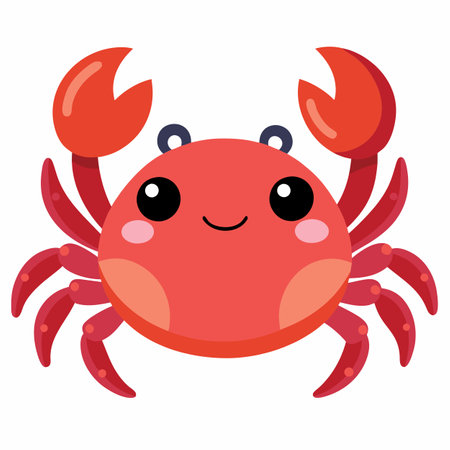 Dungeness Crab sits kawaii. AI generated image. Clipart cartoon design iconのイラスト素材