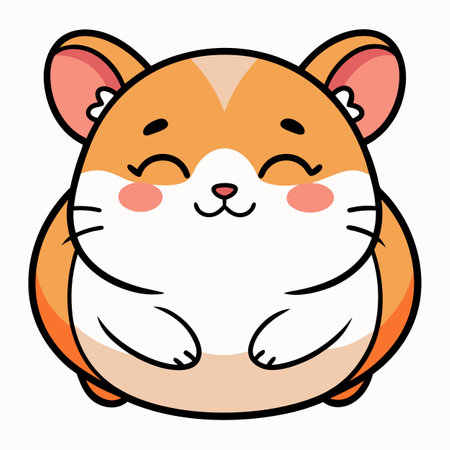 Dwarf Hamster rodent sleeps kawaii. AI generated image. Clipart cartoon design iconのイラスト素材