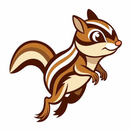 Eastern Chipmunk rodent jumps kawaii. AI generated image. Clipart cartoon design iconのイラスト素材