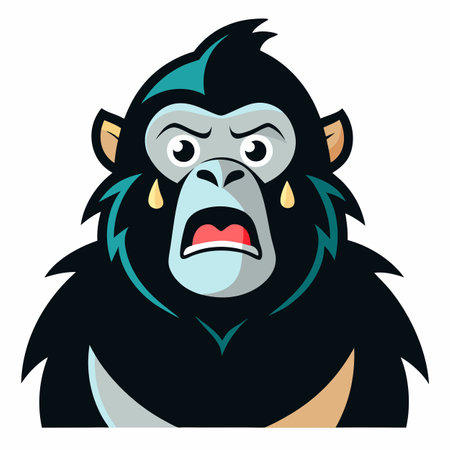 Eastern Gorilla monkey cries kawaii. AI generated image. Clipart cartoon design iconのイラスト素材