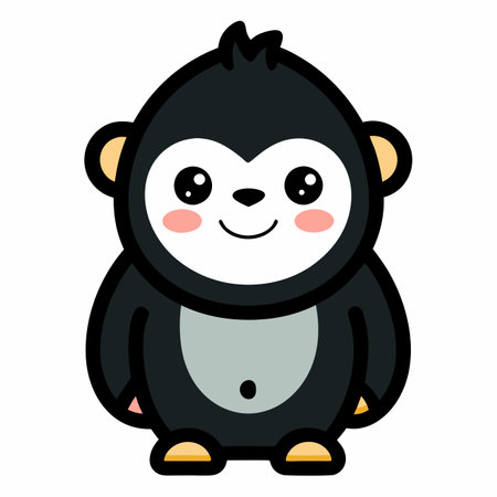 Eastern Lowland Gorilla looks kawaii. AI generated image. Clipart cartoon design icon