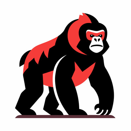 Eastern Gorilla monkey walks kawaii. AI generated image. Clipart cartoon design icon