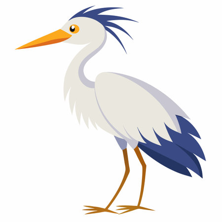 Egret bird speaks kawaii. AI generated image. Clipart cartoon design iconのイラスト素材