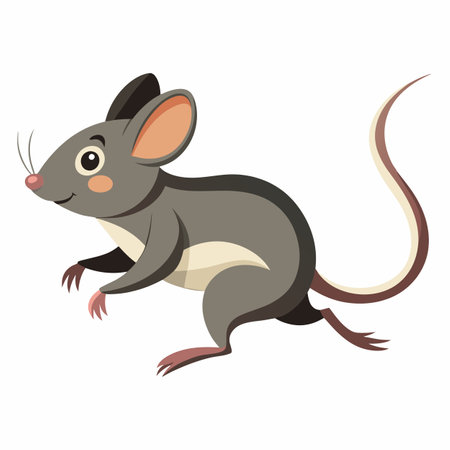 Eastern Woodrat mouse runs kawaii. AI generated image. Clipart cartoon design iconのイラスト素材
