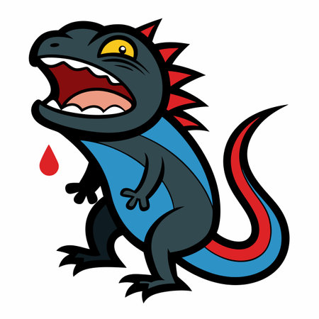 Eastern Fence Lizard cries kawaii. AI generated image. Clipart cartoon design iconのイラスト素材