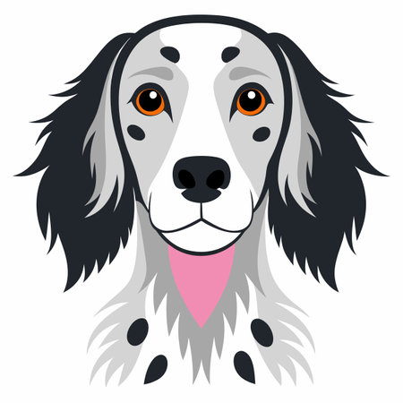English Setter dog screams kawaii. AI generated image. Clipart cartoon design iconのイラスト素材