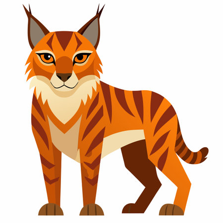 Eurasian Lynx stay kawaii. AI generated image. Clipart cartoon design iconのイラスト素材