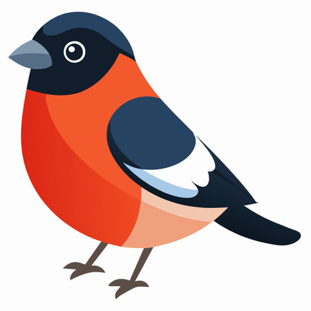 Eurasian Bullfinch bird looks kawaii. AI generated image. Clipart cartoon design iconのイラスト素材