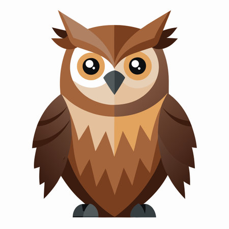 Eurasian Eagle Owl bird speaks kawaii. AI generated image. Clipart cartoon design iconのイラスト素材