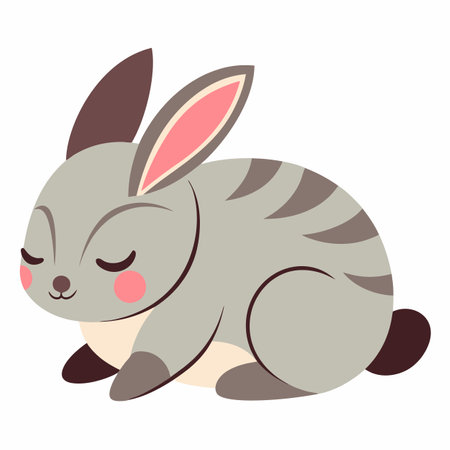 European Hare sleeps kawaii. AI generated image. Clipart cartoon design iconのイラスト素材