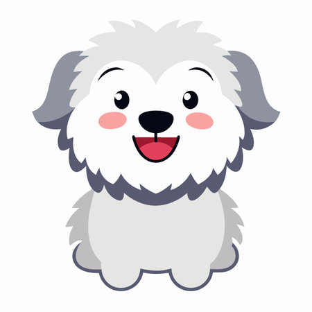 Eskipoo dog smiles kawaii. AI generated image. Clipart cartoon design iconのイラスト素材