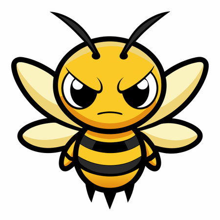 Executioner Wasp bee angry kawaii. AI generated image. Clipart cartoon design iconのイラスト素材