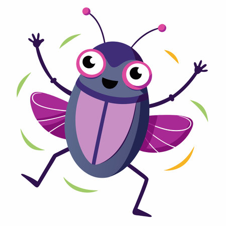 Figeater Beetle bug dancing kawaii. AI generated image. Clipart cartoon design iconのイラスト素材