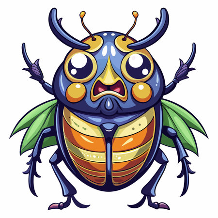 Figeater Beetle bug cries kawaii. AI generated image. Clipart cartoon design iconのイラスト素材