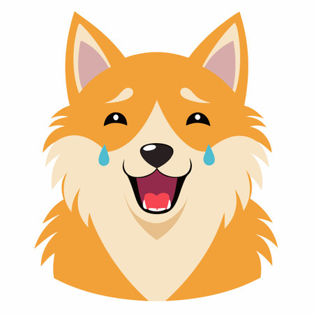 Finnish Spitz dog cries kawaii. AI generated image. Clipart cartoon design iconのイラスト素材