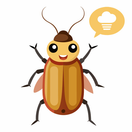 Flour Beetle bug speaks kawaii. AI generated image. Clipart cartoon design iconのイラスト素材
