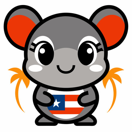 Florida Mouse lies kawaii. AI generated image. Clipart cartoon design iconのイラスト素材