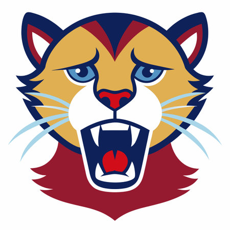 Florida Panther cries kawaii. AI generated image. Clipart cartoon design iconのイラスト素材