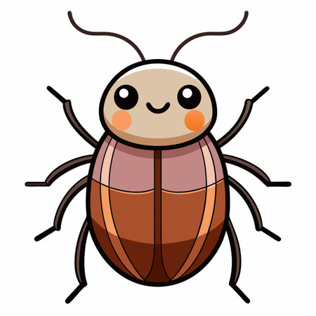 Flour Beetle bug stands kawaii. AI generated image. Clipart cartoon design icon