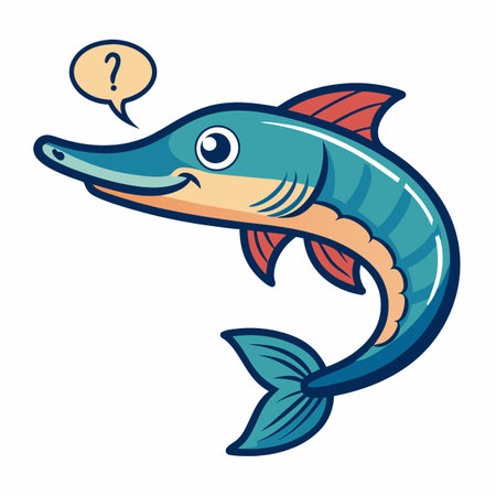 Florida Gar fish speaks kawaii. AI generated image. Clipart cartoon design iconのイラスト素材