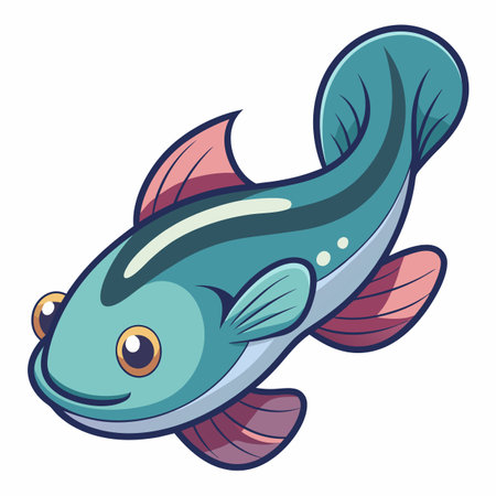 Florida Gar fish flies kawaii. AI generated image. Clipart cartoon design iconのイラスト素材